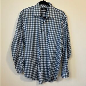 Nordstrom Men's Green and White Gingham Dress Shirt